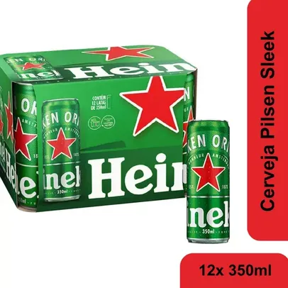 Cerveja Heineken Premium Puro Malte 350ml Sleek caixa 12 unidades