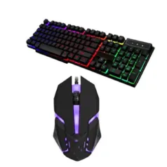 Kit Gamer Teclado Mouse USB RGB Semi Mecânico