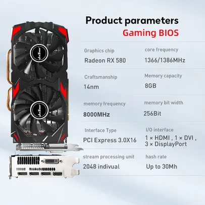 Placa de vídeo RX580 8gb