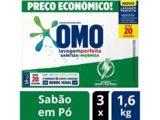 Sabão pó Omo 1,6kg | 3 kits com 3 unid | R$10,67 cada