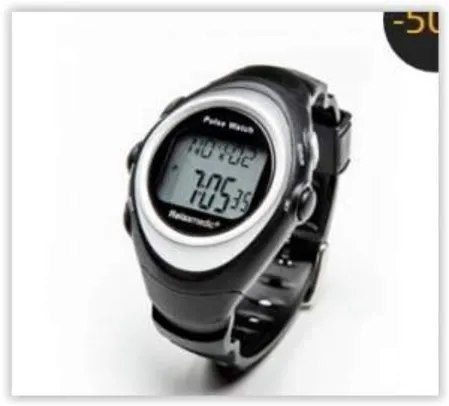 [Ponto Frio]  Relógio Monitor Cardíaco de Pulso Touch Trainer RM-RE201 - RelaxMedic por R$ 50