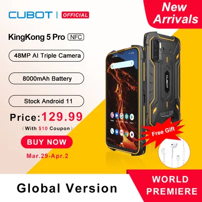 Smartphone Cubot KingKong 5 Pro Resistente a água 4GB+64GB NFC | R$724