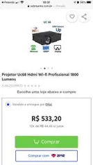 Projetor Uc68 Hdmi Wi-fi Profissional 1800 Lumens | R$533