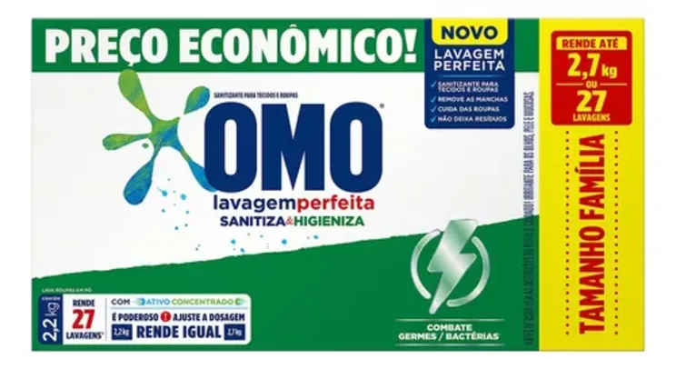 [Saldo MP] [Levando 8un R$157,92] Sabão Em Pó Sanitizante Lavagem Perfeita 2,2kg Omo