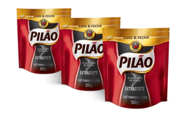 Kit 3 Un Café Pilão Em Pó Extra Forte Abre e Fecha 500G