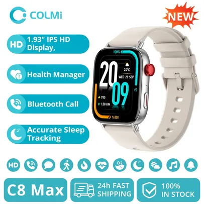 [Taxa Inclusa / Moedas App Gpay R$87]  Smartwatch colmi c8 max 