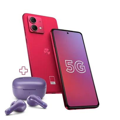 Foto do produto Smartphone Motorola Moto G84 5G 256GB Viva Magenta - Vegan Leather + Fone Moto Buds 135 Lilac