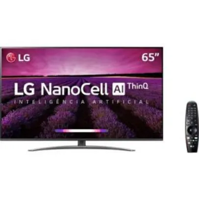 (AME) Smart TV LED LG 65'' 65SM8100 Ultra HD 4K com Conversor Digital 4 HDMI 3 USB Wi-Fi Thinq Ai Controle Smart Magic - Preta