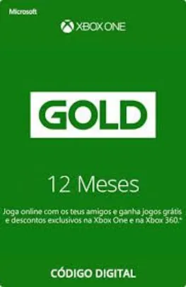 [RECARGAPAY PRIME] Gift Card Xbox Live Gold - 12 meses | R$174