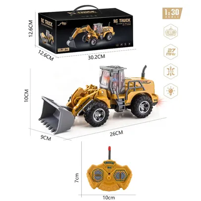 Metal Controle Remoto Bulldozer Veículos de Construção para Meninos, RC Car 