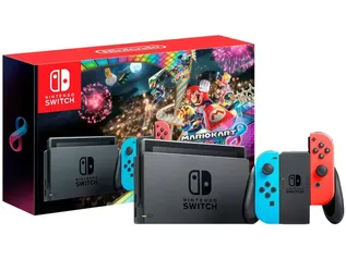 [MagaluPay] Nintendo Switch 32GB 2 Controles + Mario Kart 8 + 3 meses Nintendo Online