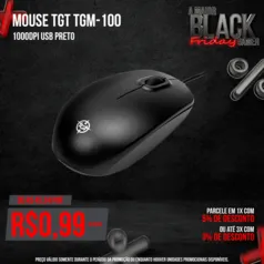 Mouse TGT TGM-100 1000DPI USB Preto, TGT-TGM100-BL01