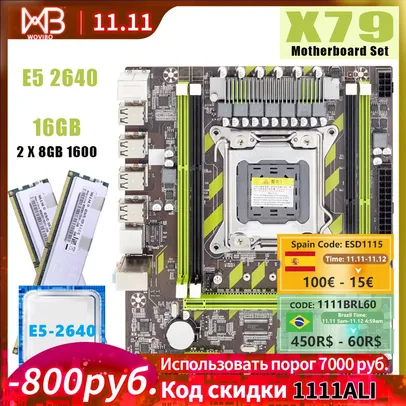 [11.11] Kit placa mãe + memória X79 kit lga 2011- Xeon e5 2640 - 2x8GB 1666MHz