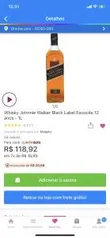 [C. OURO] WHISKY JOHNNIE WALKER BLACK LABEL 12 ANOS - 1L | R$119