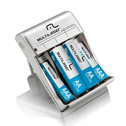 Carregador de Pilhas Multilaser AA/AAA + 2 Pilhas AA 2500Mah + 2 Pilhas AAA 1000Mah - CB045, turquoi