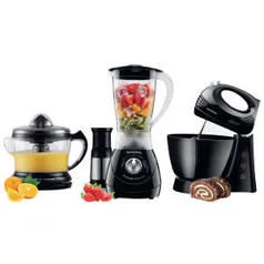 Conjunto Especial Mondial Gourmet (Espremedor Premium+ Batedeira Pratic Black+Liquidificador Power Black) - 110V