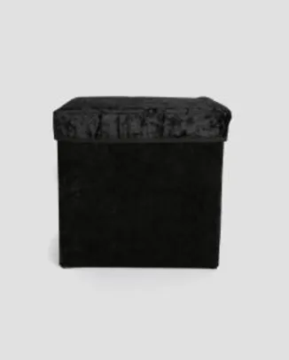 Puff Organizador Veludo Casa Riachuelo Premium Preto 30x30cm | R$30