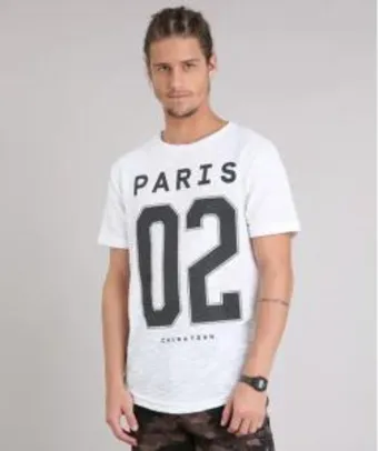 camiseta masculina "paris 02" manga curta gola careca off white - R$ 30