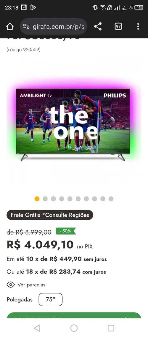 Imagem na descrição da promoção