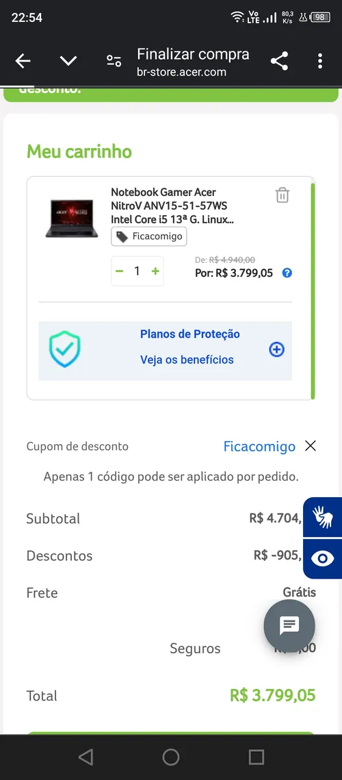 Imagem na descrição da promoção