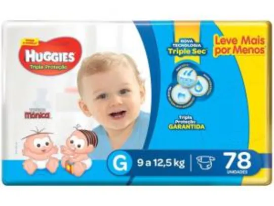 Fraldas Huggies Turma da Mônica Tripla Proteção, 78 Unidades, Tam G R$40