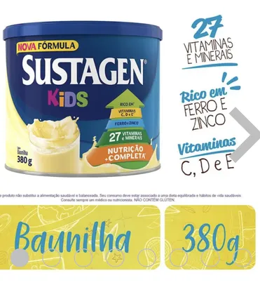 Complemento Alimentar Sustagen Kids Sabor Baunilha Lata Com 380g - PanVel Farmácias