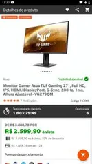 Monitor Asus TUF 27" FHD 280HZ G-Sync VG279QM