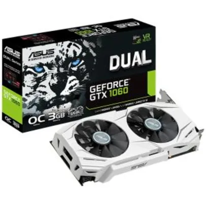 Placa de Vídeo GTX1060 OC 3GB DDR5 ASUS DUAL-GTX1060-O3G - R$1.044,40