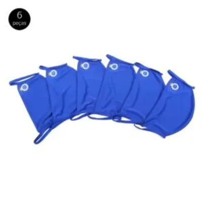 Kit de Máscaras de Proteção Cruzeiro Modelagem Ampla Laváveis - 6 Unid - Azul Royal - R$10