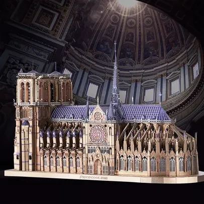 Quebra cabeça 3d de metal catedral notre dame