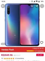 Xiaomi Mi 9 / 6GB Ram / 64gb / câmera Tripla/ Snapdragon 855 - R$2049