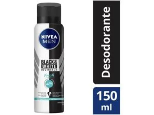 [R$ 3.99 MagaluPay] Desodorante Antitranspirante Aerossol Nivea - Invisible for Black White Fresh 150ml R$9