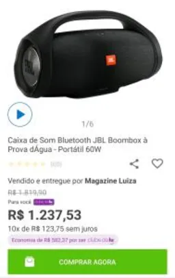 [App + Clube da Lu] JBL Boombox 60w - R$1113