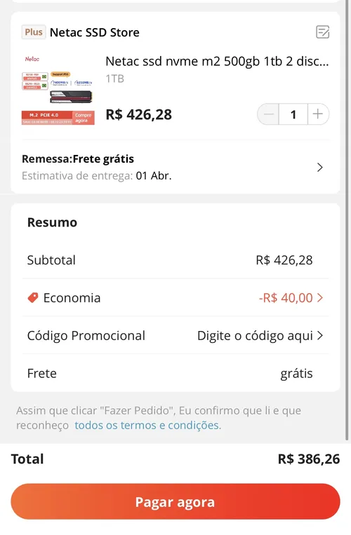 Imagem na descrição da promoção