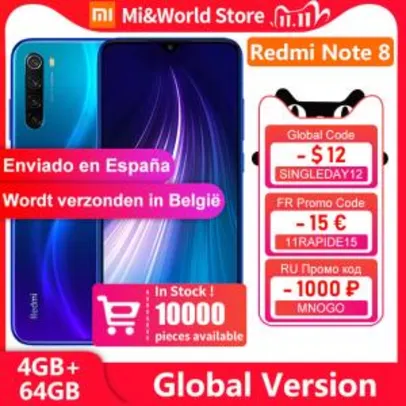 Smartphone Xiaomi Redmi Note 8 4GB RAM + 64GB | R$837