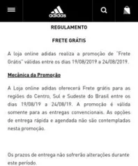 Frete Grátis na Adidas para Centro-oeste, Sul e Sudeste