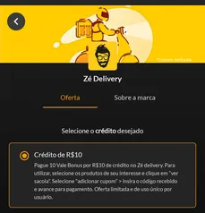 Ganhe R$10 de Créditos no Zé Delivery no Vale Bonus