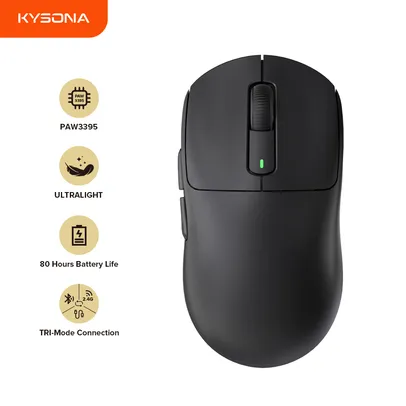 Kysona-Mouse Gaming Esports sem fio, M600, preto, PAW3395