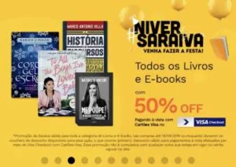 Todos Livros e e-books com 50% de desconto com visacheckout