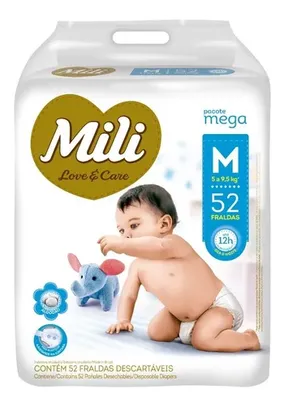 Fralda Love Care Premium Mega 52 Unidades M Mili