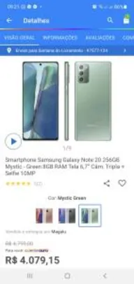 [Cliente Ouro] Smartphone Samsung Galaxy Note 20 | R$4.079
