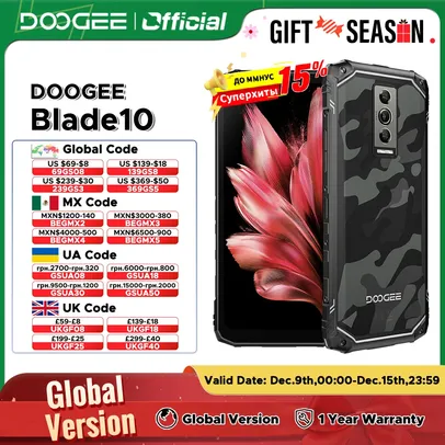 [Com Taxa] Smartphone Robusto doogee blade10 128GB/4gb