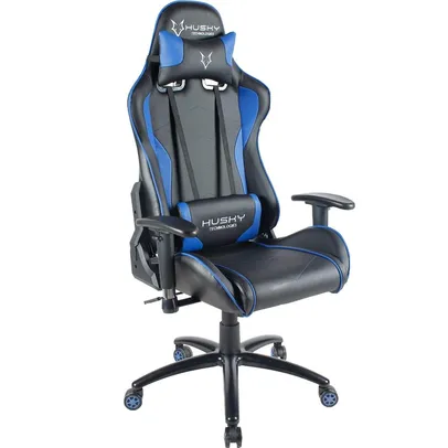 Cadeira Gamer Husky Gaming Storm, Preto e Azul, Com Almofadas, Reclinável, Descanso de Braço 2D - HS