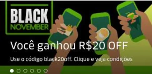 R$ 20 OFF no Uber Eats na compras acima de R$ 40