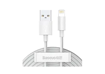 Kit com 2 cabos lightning Baseus, compatível com iPhone, branco