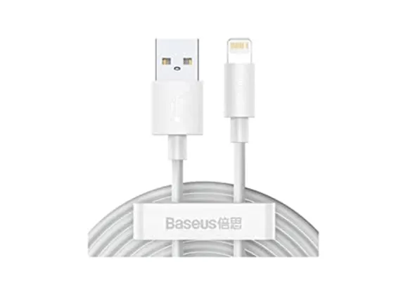 Kit com 2 cabos lightning Baseus, compatível com iPhone, branco