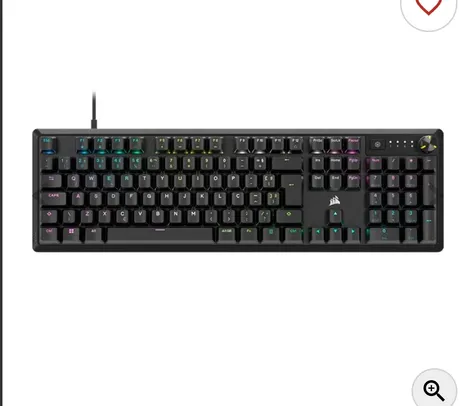 Teclado Mecanico Corsair K70 Core, RGB, ABNT2, Switch MLX Vermelho, Preto, CH-910971E-BR