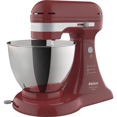 [AME SC R$80] Batedeira Philco Pbt510v 4 Velocidades 5L Inox Vermelha 500W