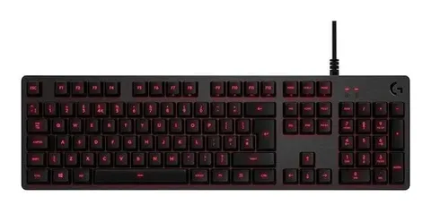 Teclado gamer Logitech Serie G G413 QWERTY Romer-G Tactile português Brasil cor carvão com luz vermelho