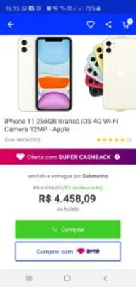 [R$4.507 AME] iPhone 11 256GB Branco | 4.458